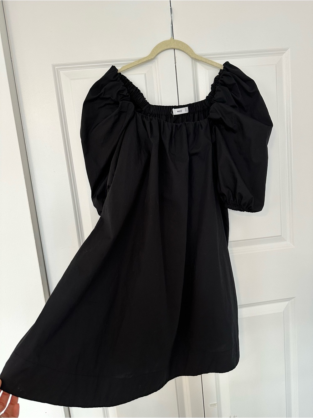 Mango black puff-sleeve mini dress — Size S / US 4